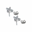 3/8 Inch Sterling Silver and Glass Crystal March Birthstone Baguette Cross Earrings