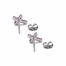 3/8 Inch Sterling Silver and Glass Crystal October Birthstone Baguette Cross Earrings