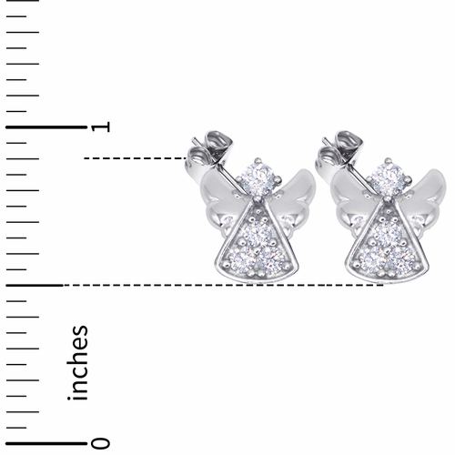 3/8 Inch Sterling Silver Angel Earrings with Cubic Zirconia Stones