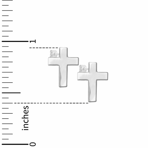 3/8 Inch Sterling Silver Cross Earrings