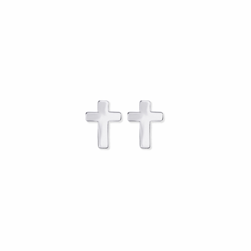 3/8 Inch Sterling Silver Cross Earrings