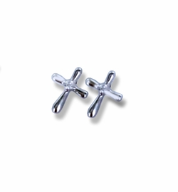 3/8 Inch Sterling Silver CZ Stone Cross Earrings