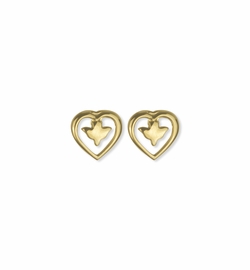 3/8 Inch14KT Gold Plated Over Sterling Silver Heart Dove Earring