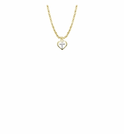 3/8 Inch Two-Tone 18KT Gold Plated Over Sterling Silver Heart with Cross Baby Necklace