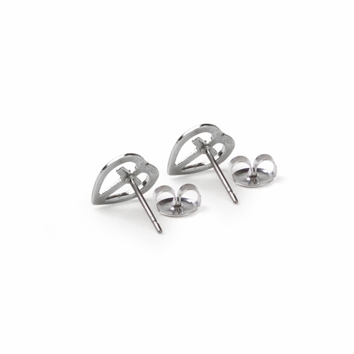 3/8 Inch Two-Tone Sterling Silver Heart Cross Earrings
