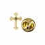 3/8 x 1/4 Inch Gold Budded Ends Cross Lapel Pin