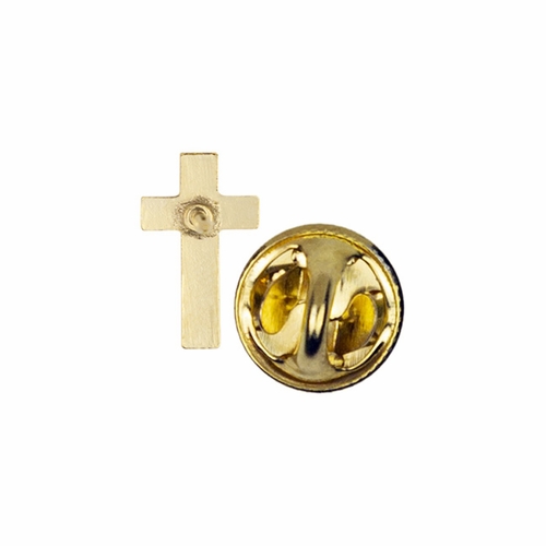3/8 x 1/4 Inch Gold Cross Lapel Pin