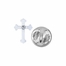 3/8 x 1/4 Inch Silver Budded Ends Cross Lapel Pin