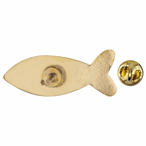3/8 x 1 Inch Gold Enameled Jesus Fish Lapel Pin