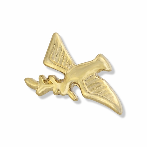 3/8 x 5/8 Gold Descending Dove with Olive Branch Lapel Pin