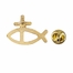 3/8 x 5/8 Inch Gold Fish and Cross Lapel Pin