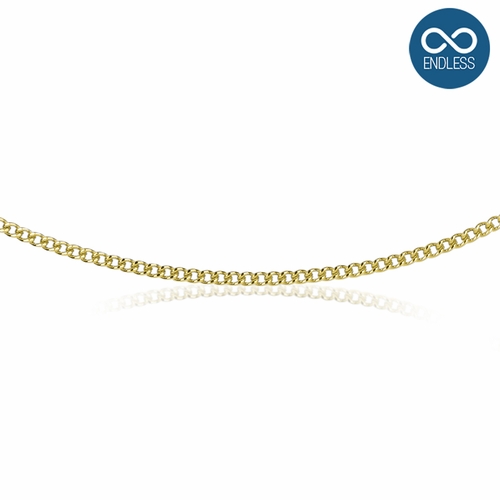 30 Inch Stainless Steel 14KT Gold Plated Curb Endless Necklace Chain