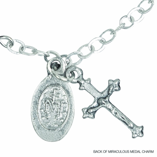 3mm December Rosary Baby Bracelet with Miraculous and Crucifix Charms