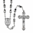 3mm Hematite Oval Faceted Beads Rosary with Crucifix and Miraculous Center