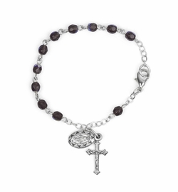 3mm January Rosary Baby Bracelet with Miraculous and Crucifix Charms