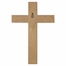 4-1/2 Inch Oak Wood and Brass Wall Crucifix with Antiqued Pewter Corpus