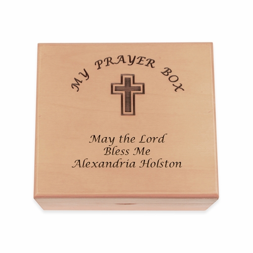 4-3/4 x 4-1/4 x 2-3/4 Inch Maple Wood Personalized My Prayer Box