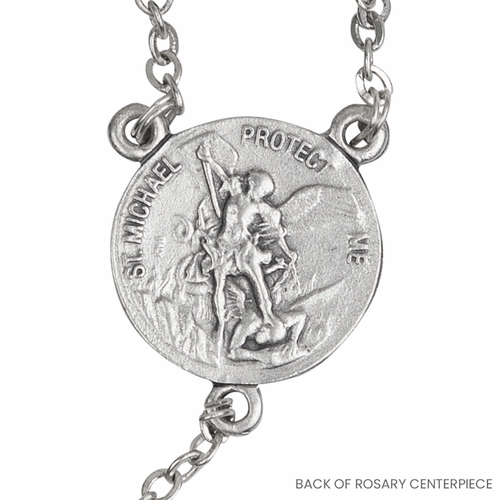 4.5mm Hematite Beads Rosary with Crucifix and U.S. Navy Center