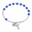4 Inch Blue Glass Capped Beads Rosary Bracelet