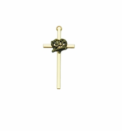 4 Inch Brass and Pewter 50th Wedding Anniversary Wall Cross