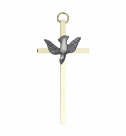 4 Inch Brass and Pewter Confirmation Wall Cross