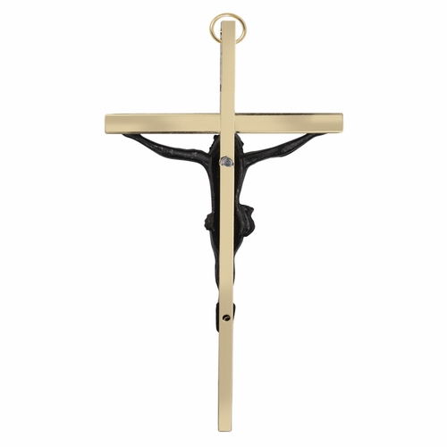 4 Inch Brass and Pewter Wall Crucifix