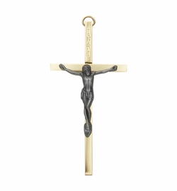 4 Inch Brass and Pewter Wall Crucifix