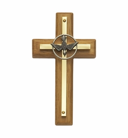 4 Inch Brass and Wood Confirmation Wall Cross