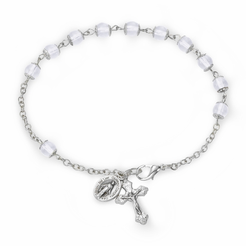 4 Inch Crystal Glass Capped Beads Rosary Bracelet