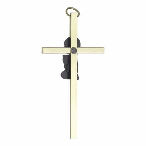 4 Inch Enameled Brass Baby Boy Wall Cross