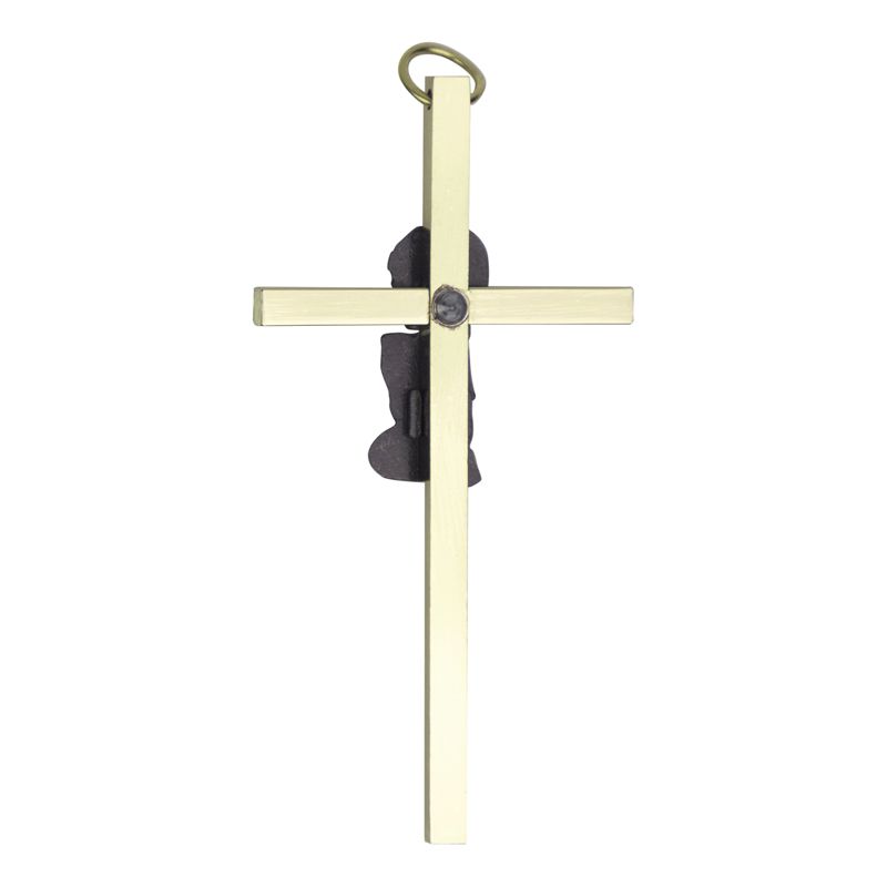 4 Inch Enameled Brass Baby Boy Wall Cross