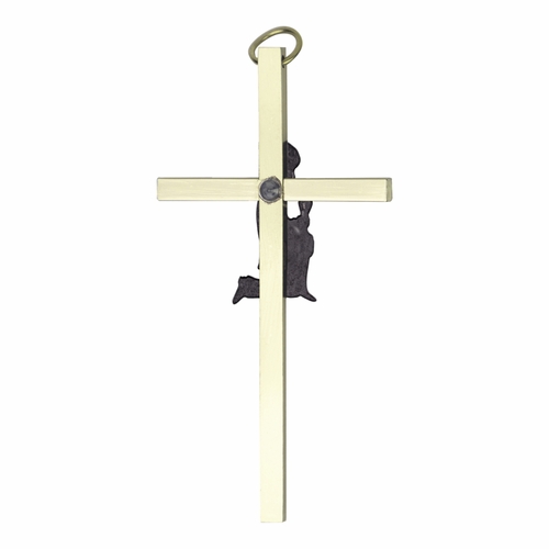 4 Inch Screened Brass First Communion Boy Wall Cross