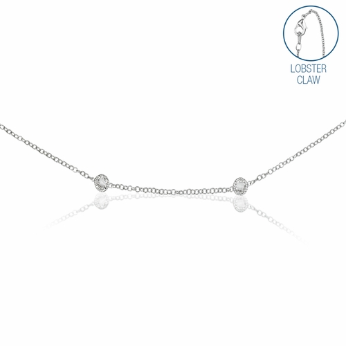 48 Inch Silver Plated Cable Necklace Chain with Crystal CZ Stones