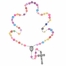 4mm Multi-Color Plastic Bead Flower Rosary with Crucifix and Miraculous Center