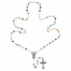 4mm Round Multi-Color Murano Glass Beads Rosary with Crucifix and Madonna Center