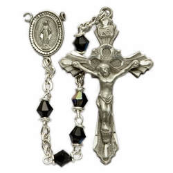 4mm Tin Crystal Bead With Fine Pewter Center & Crucifix Gift Boxed