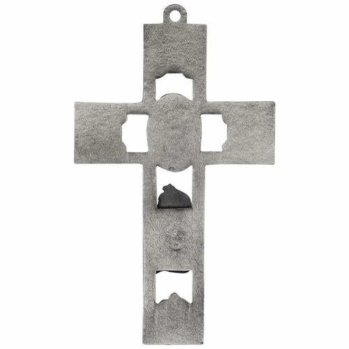 5-1/2 Inch Pierced Pewter Praying Boy Wall Cross