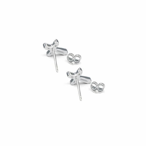 5/16 Inch Sterling Silver Crystal Baguette Cross Earrings