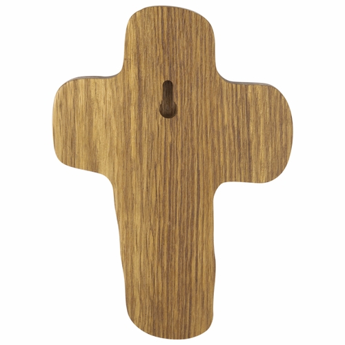 5-3/4 Inch Oak Wood and Metal Trinity Wall Crucifix
