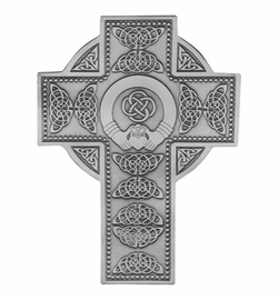5-5/8 Inch Antiqued Pewter Celtic Claddagh Wall Cross