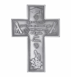 5-5/8 Inch Antiqued Pewter Graduation Wall Cross