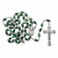 5.5mm Green Crystal Glass Tear Drop Beads Rosary with Crucifix and Madonna Center