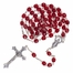 5.5mm July Ruby Beads Rosary with Crucifix and Madonna Center