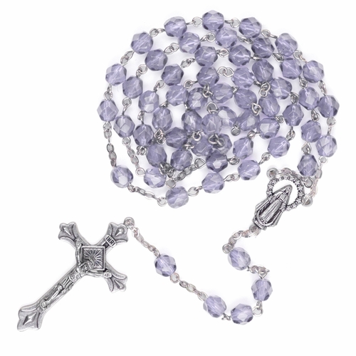 5.5mm June Alexandrite Beads Rosary with Crucifix and Madonna Center
