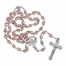 5.5mm Rose Crystal Bead Rosary with Crucifix and Four Way Center