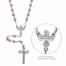 5.5mm Rose Crystal Bead Rosary with Crucifix and Four Way Center
