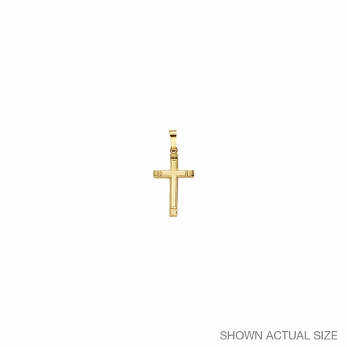 5/6 Inch 14KT Gold Inner-Beaded Cross Pendant