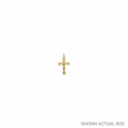 5/8 Inch 14KT Gold Budded Ends Crucifix Pendant
