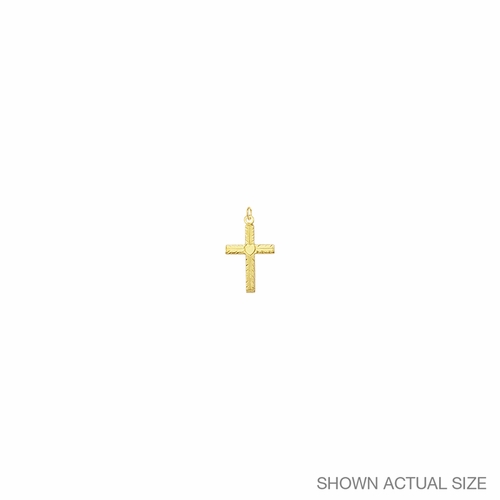 5/8 Inch 14KT Gold Centered Heart Cross Pendant