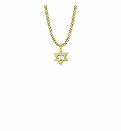 5/8 Inch 14KT Gold Plated  Over Sterling Silver Two-Tone Star of David with Cross Necklace
